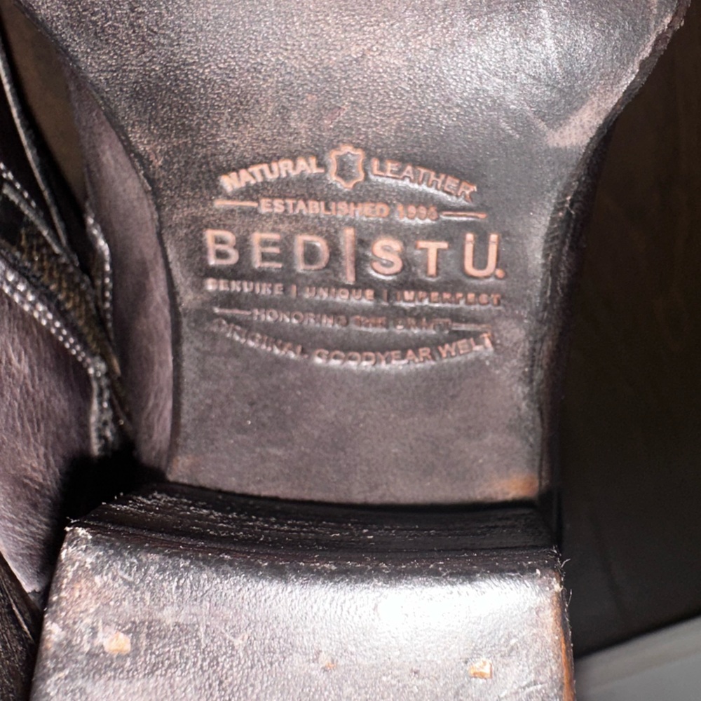 BED|STU Brown Lace-Up Leather Ankle Boots with Red Lining - Picture 10 of 16